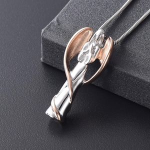 Angel Wing Fairy Cremation Jewelry for Ashes rostfritt stål Håll nära och kära Ashes Keepsake Memorial Urn Necklace For Women Men UR204W