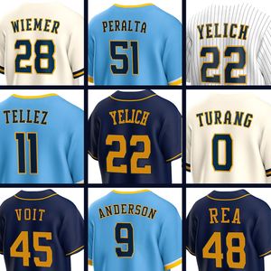 22 Christian Yelich Brewers Baseball Jersey Sal Frelick Rhys Hoskins Joey Wiemer Devin Williams Robin Yount Brice Turang William Contreras Garrett Mitchell