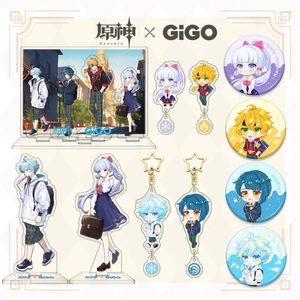 Kreki Genshin Impac Anime Biekułki Kobiety Chongyun Xingqiu Thoma Ayaka Preppy Style Acrylic Stand Game Game Game Collection Disk Wyświetlacz biurka