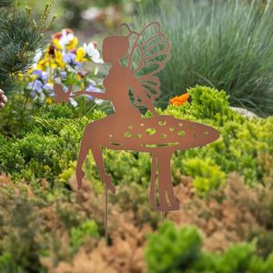 Garden Decorations Fairy Silhouette Stakes Gifts Po Props Rustic Iron Girls Decoration Ornament för Yard Signs Patio utomhus