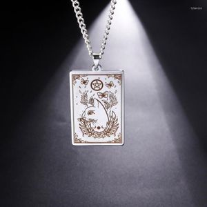 Pendant Necklaces Teamer Witch Cat In The Flowers Magic Circle Butterfly Stainless Steel Jewelry Choker Vintage Gifts For Friend338G