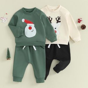 Giyim Setleri Citgeautumn Noel Toddler Bebek Erkek Kız Kız Kıyafetleri Nakış Sweatshirt ve Drawstring Pantolon Seti Takım Takım Giysileri