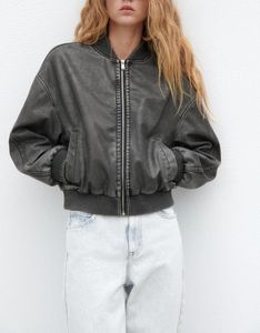 Kvinnor Pocket Pilot Jacketrockar Fashion Zipper Vintage Long Sleeve Spring Autumn Causastreet Outerwears Loose Tops 240124