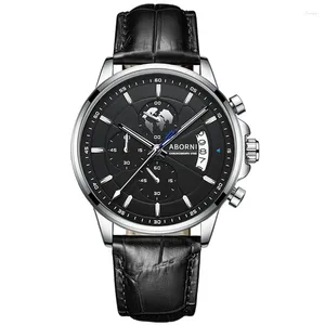 Relógios de pulso moda clássico masculino relógio automático de alta qualidade calendário de escritório de negócios impermeável pulseira de couro