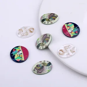 Charms 10pcs Duck Bear Panda Bird Print Pendant For Earring Necklace Key Chain Acrylic Animal Flower DIY Jewelry Making Supplies