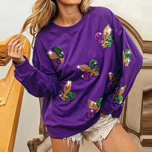 Womens Hoodies Floral Women Sequin Autumn Winter Sweatshirts Loose Casual Tops Spliced Work Y2k 2024 Oversized Hoodie