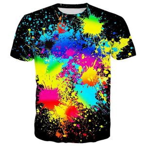 Męskie koszulki moda kolorowy krawat bar barwiony graffiti 3D T-shirt Summer mężczyźni Kobieta T koszule streetwear harajuku topy unisex dla dzieci odzież