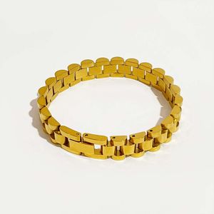 B0075 12 Models Gold Plated Strap Cuff Bangle Finger Rings Set Women Personality Wide Wristband Stainless Steel Bracelet Jewelry