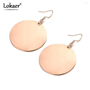 Dangle Earrings Lokaer Hiphop/Rock Large Disc Drop Bohemian Style Titanium Stainless Steel Party Jewelry For Women Gift E18067