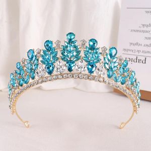 Fermagli per capelli Foglia barocca Fiori Strass Corona Festa nuziale Tiara di cristallo