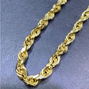 Atacado hip hop corrente de corda de ouro real au750 18k ouro sólido diamante corte 5.5mm 6mm 12mm 16mm corrente de corda grossa