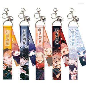 Chaveiros Anime Jujutsu Kaisen Lanyard Strap Keychain Figura dos desenhos animados Gojo Satoru Yuji Itadori Streamer Saco Pingente Chaveiro