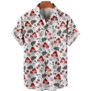 Men's Casual Shirts Mens Summer Mushroom Vintage Hawaiian Short Sleeve Shirt Fashion Floral Casual Smooth Pattern Harajuku Social Custom Clothing