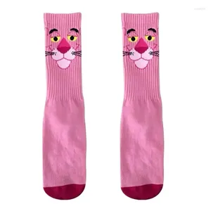 Calzini da uomo 2024 Cartoon Donna Rosa Testa di leopardo Calze Cattivo cotone Ins Fashion Personality Street