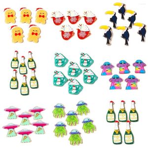 Charms 5PCS Champagner Kaffee Lebkuchen Mann UFO Weihnachten Acryl Epoxy Anhänger Für Halskette Ohrring DIY Machen Zubehör