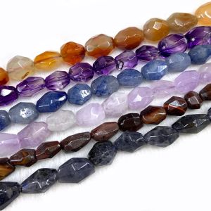 Pärlor Natural Jade Amethyst Aventurine Cordierite Stone Pärlor 15 '' Facetterade ris DIY -pärlor för smycken Making Beads Armband Halsband