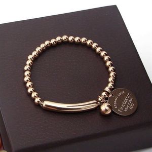 Länkkedja fina smycken rostfritt stål kulpärlor armband för kvinnor cirkel tagg charm strand armband k0001-2 g230208258n