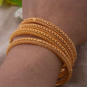 Braccialetti Dubai Braccialetti di lusso color oro 24 carati per le donne Sposa indiana Etiopia Braccialetti Braccialetti Gioielli da sposa indiani africani Regalo donna