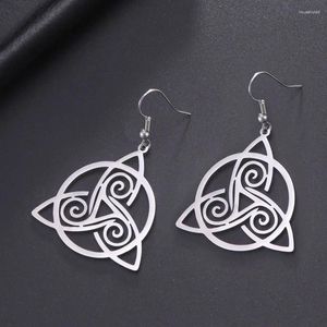 Dingle örhängen dawapara trippel spiral symbol triangel häxa knut kvinnor örhänge celtics lycka till amulet rostfritt stål trolldom smycken smycken