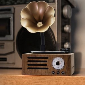 Retro Gramophone Shape Bluetooth Ser Portable Box Wireless Outdoor لنظام الصوت TF FM Radio Music MP3 Subwoofer Y240126