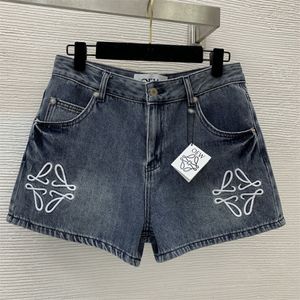 Designer kvinnor sommar jeans denim shorts blå shorts byxor knapp mager smala vatten tvättade byxor grossist