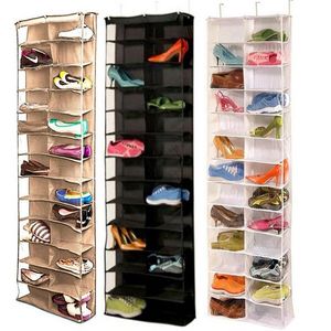 Household Useful 26 Pocket Shoe Rack Storage Organizer Holder Folding Door Closet Hanging Space Saver with 3 Color294u