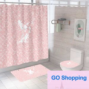 Wholesale Shower Curtain Set Water-Repellent Cloth Bathroom Partition Curtain Shower Wet and Dry Special Goods