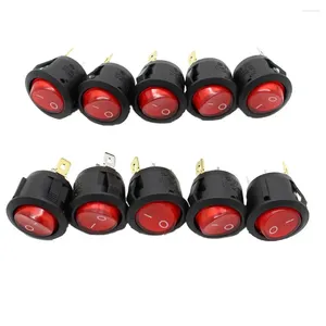 Controle de casa inteligente Autotoolhome 10pcs LED vermelho ponto luz carro barco redondo rocker on / off spst 3 pinos interruptor de botão de alternância 220v max 250v