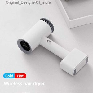 Hair Dryers Cordless Hair Dryer Rechargeable Hot Cold Wind Hair Dryer Wireless Portable Travel Blow Dryer for Painting Outdoor Camping Pet Q240131