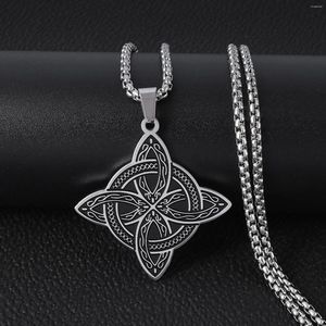 Chains Celtic Knot Necklace For Men Waterproof Stainless Steel Box Chain Collar Vintage Gothic Protection Amulet Gifts Him Jewelry