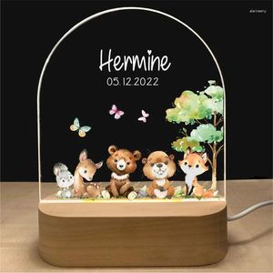 Luci notturne Personalizzate Koala Luce Nome personalizzato Lampada in acrilico per bambini Base in legno Nato per bambini Regalo di Natale Camera da letto per bambini Deco Elefante