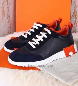 Brand Men Bouncing Sneaker Shoes White Black Blue Calfskin Suede Leather Casual Sports Goatskin Light Sole Low Top Trainers Wholesale Walking