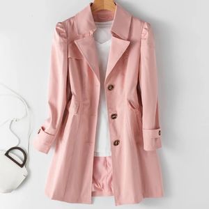 Spring Autumn Trench Coat Woman Korean Single-breasted Mid-Long Women Trench Coat Overcoat 5XL Khaki Windbreaker Female 240124