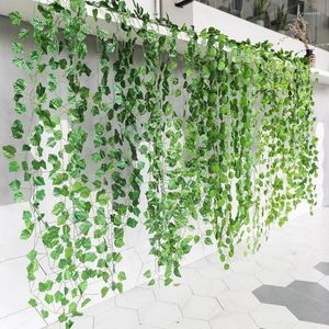 Decorative Flowers 1/2Piece Artificial Vine Home Decor Ivy Leaf Garland Plants Fake Foliage Creeper Green Wreath