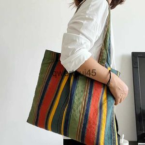 Shoulder Bags Tote For Women Luxury Designer andbags And Purses 2023 New Tin Section Large Capacity Color Contrast Stripe Soulder BagH24131