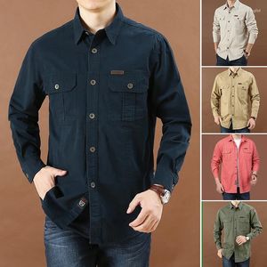 Men's Casual Shirts 2024 Spring Autumn Denim Men Long Sleeve Cotton Outdoor Sports Army Military Hiking Camping Clothing