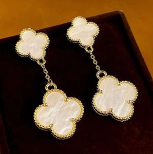 Stud Four Leaf Clover Earring Fashion Classic Dangle Earrings Designer för Woman Agate Mother of Pearl Moissanite Diamond Drop Earring Valentines Gift 22622