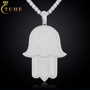 Mossanitschmuck Hersteller 925 Sterling Silber -Stecker Einstellung VVS Moissanit Diamond Out Hamsa Handanhänger für Männer