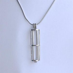 Pendant Necklaces 5pcs 18kgp Pearl Gem Beads Locket Hollow-out Long Cylinder Tube Cage Fittings For DIY Bracelet Necklace Jewelry244k