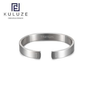 Bangles KULUZE Original Titanium wristband 100% Pure titanium Golf Athletic Bracelet Men Women CShaped cuff Bangle Bracelet fashionGift