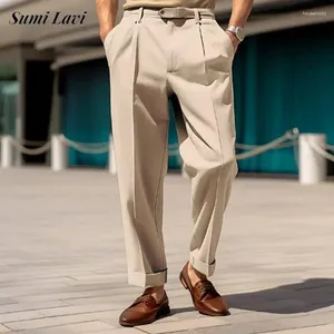 Men's Pants Autumn Mens Suit Trousers Pure Color Casual High Waist Business Office Male Formal Fashion Daily Comfort Men