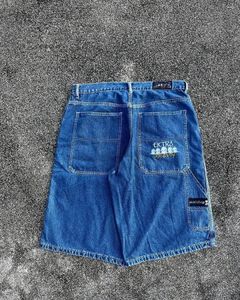 Kvinnors shorts y2k gotiska främmande mönster broderier blå denim kvinnor casual mode hög midja jean vintage kvinnliga byxor vinter