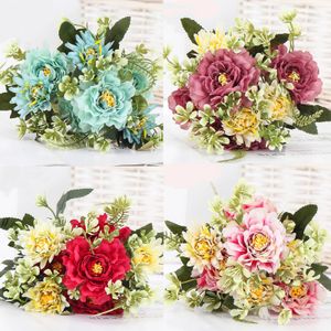 Flower bouquet tea flower artificial peony rose silk fake flower bouquet wedding flower DIY home garden party decoration 240131