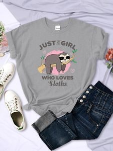 Camisetas femininas apenas uma menina que ama preguiças mulheres macias o-pescoço camiseta casual harajuku tops respirável moda rua manga curta