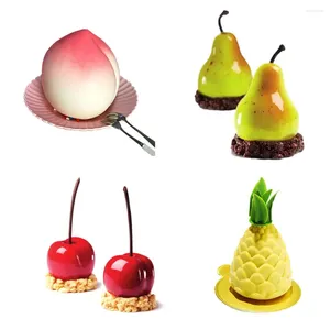 Pişirme Kalıpları 3D Meyve Şekeri Silikon Kek Küfü Aracı Noel Dekorasyon Armut Elma Ananas Şeftali Yapışmaz Tan