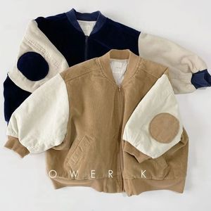 27Y Fashion Baby Girl Boy Spring Corduroy Jacket Infant Toddle Child Bomber Coat Outwear Patchwork Autumn Korea Clothes 240122