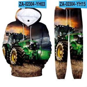 Kleidung Sets Traktor Muster 3D Druck Kinder Trainingsanzug Set Casual Hoodie Hosen 2 stücke Frühling Herbst Übergroßen Sweatshirt Mode Kleidung