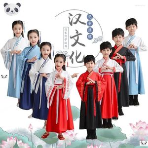 Stage Wear Hanfu Boys Girl Traditional Chinese Dress School Clothes Style Ancient Children's Performance Students Red Modern Kids