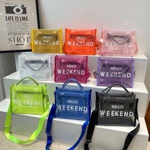 2024 Yeni Moda One Omuz Kadınlar Şeffaf Büyük Kapasite PVC Jelly Handheld Crossbody Tote Bag 2024 Tasarım Moda% 78 OFF Mağaza Toptan