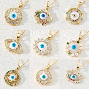 Pendant Necklaces Sea Blue Evil Eye Necklace Turkish Choker Glass Leather Rope Chain Jewelry Gift